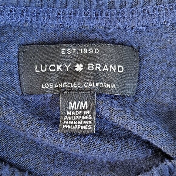 Lucky Brand Size Medium Black/Navy Blue Crew Neck Sweater Long Sleeve EUC - Picture 8 of 12